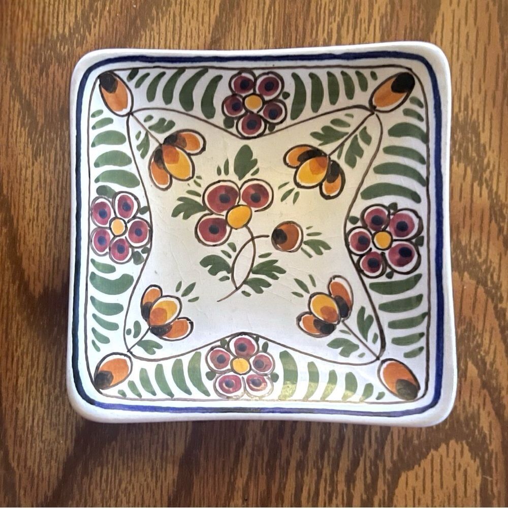 Vintage DP Delft Handpainted Floral 4” Tidbit Tray